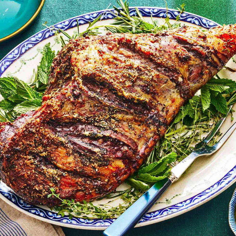 Herb-crusted roast lamb
