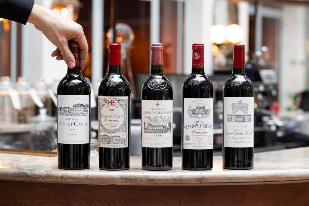 Selection of premium Bordeaux wines for good wines